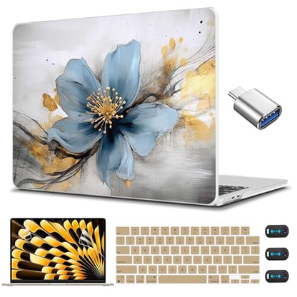 CISSOOK Compatible with MacBook Pro 14 inch Case 2026 2025 2024 2023 2022 | A3434 A3427 A3426 A3112 A3185 A3401 A2918 A2992, 5in1 Kit Hard Shell Case for MacBook Pro 14 M1 M2 M3 M4 M5, Retro Floral - color: 14inch-Retro Golden Floral