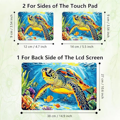 Laptop Skin Sticker Decal, Universal Reusable Vinyl Laptop Cover for 12" 13" 13.3" 14" 15" 15.4" 15.6" Notebook PC, Reusable Waterproof Scratch-Resistant with 2 Wrist Pads,Art Sea Turtle - color: Art Sea Turtle