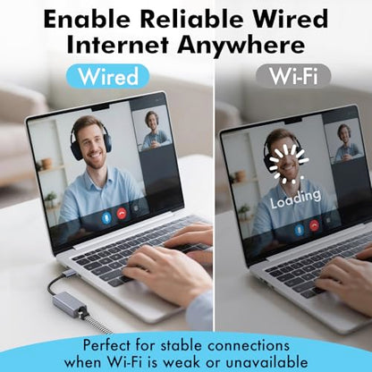 Cyberguys USB C to Ethernet Adapter, Plug and Play Ethernet Adapter, 1Gbps Gigabit RJ45 to Type-C (Thunderbolt 4/3 Compatible) Network Dongle, Compatible for MacBook Pro/Air, iPhone 16 Pro/Max, iPad