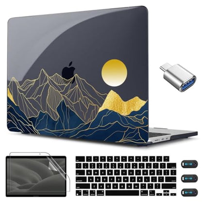 CISSOOK Compatible with MacBook Air 13.6 inch Case A3449 A3240 A3113 A2681 | 2026 2025 2024 2023 2022, 5in1 Set Hard Shell Case Keyboard Cover for MacBook Air 13 inch M2 M3 M4 M5, Mountain Sunshine - color: Air13.6inch-Mountain & Raised Sun