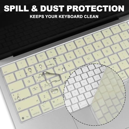 Allinside Keyboard Cover for 2026 MacBook Neo 13-inch A3404 (A18 Pro) & MacBook Air 13"/15" and MacBook Pro 14"/16" (M5 Chip), Premium Silicone Keyboard Protector Skin, US ANSI Layout, Cream White - color: Cream White