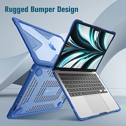 Fintie Case for MacBook Air 13.6 Inch A3449 A3240 A3113 A2681 (2022 2023 2024 2025 2026 Release) - Heavy Duty Rugged Hard Shell Case Cover for MacBook Air 13 Inch M2 M3 M4 M5 Chip, Blue - color: Blue