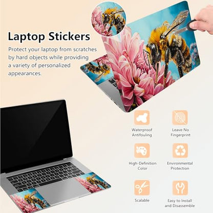 Laptop Skin Sticker Decal 15.6 Inch,12 13 13.3 14 15 15.6 in Laptop Netbook Skins for Notebook,Art Decal Removable Waterproof Scratch Resistant,Universal Vinyl Cover,Bee Pink Floral - color: Bee Pink Floral