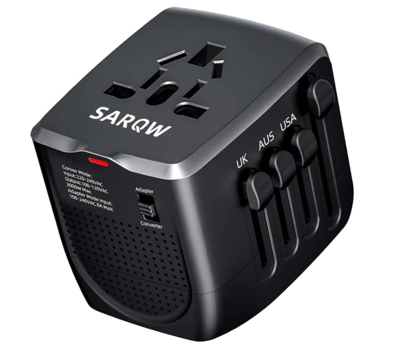 Travel Converter Adapter Voltage Converter that Steps Down 220 Volts to 110 Volts for use in Over 200 Countries,Including The U.S., U.K., Europe, and Australia (Black)