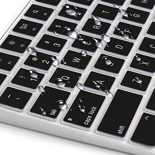 ProElife Ultra Thin Silicone Keyboard Cover Skin for 2023-2021 Magic Keyboard with Touch ID and Numeric Keypad Model-A2520 U.S Enter Protector (3 Keys ON The Left of The Space BAR) (Black) | Black, Non-interference Design for ID Key, Dust-proof, Silicone