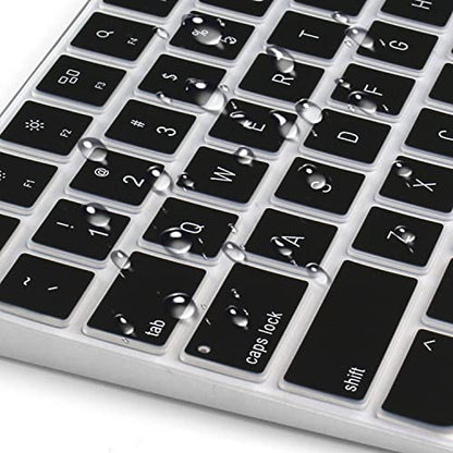 ProElife Ultra Thin Silicone Keyboard Cover Skin for 2023-2021 Magic Keyboard with Touch ID and Numeric Keypad Model-A2520 U.S Enter Protector (3 Keys ON The Left of The Space BAR) (Black) | Black, Non-interference Design for ID Key, Dust-proof, Silicone