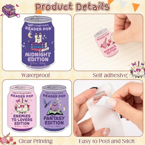 Drinks Soda Ticket Sticker - 2 Roll & 10 Designs Bookish Genre Edition Design Waterproof Vinyl Self Adhesive for Laptop Water Bottle Journal Scrapbook Reading Log Classroom Reward Chart Gift - style: Drinks Soda