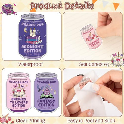 Drinks Soda Ticket Sticker - 2 Roll & 10 Designs Bookish Genre Edition Design Waterproof Vinyl Self Adhesive for Laptop Water Bottle Journal Scrapbook Reading Log Classroom Reward Chart Gift - style: Drinks Soda