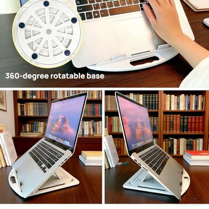 Portable Laptop Stand for Desk, Office, Travel, Home | Ergonomic & Foldable, 7 Adjustable Angles, 360° Rotating, Cooling Vent Design, Lightweight