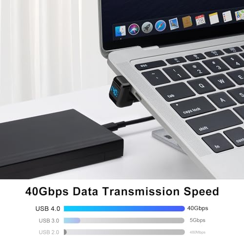 USB 4.0 Digital Display USB C Male to Female 40Gbps Adapter (2 Pack), 180 Degree Angled Connector 140W Power 8K@60Hz Video Compatible with iPhone 16, Samsung and More USB-C Devices, Black - style: AY-Ushape-dd-bk