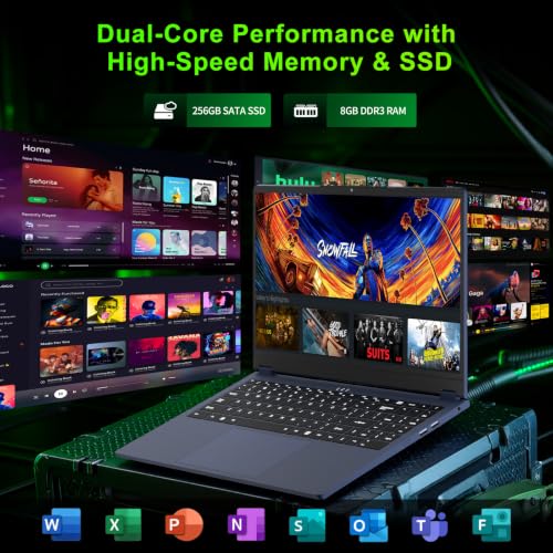 15.6 Inch 2-in-1 Touchscreen Laptop Computer, 8GB RAM 256GB SSD Core m3-8100Y Lap top, 360° Convertible Notebook Laptops with Win 11/Office, FHD Display, 360° Rotating Touch Screen, WiFi5/ BT5,HDMI