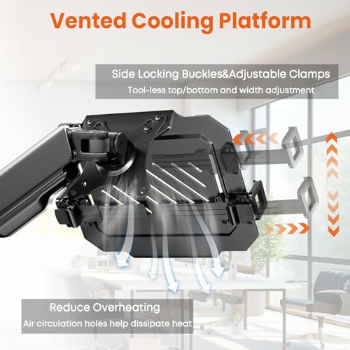 2-in-1 Laptop Wall Mount with Detachable Tray for 12-17" Laptops & Monitors | Gas Spring Adjustable Arm , Full Motion Articulating Stand Holds 2.2-19.8 lbs , Black