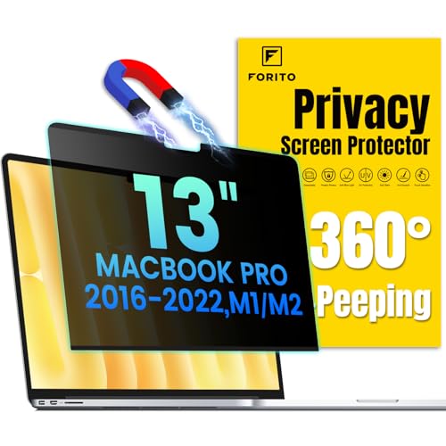 F FORITO Magnetic Privacy Screen Protector Compatible with MacBook Pro 13 inch (2016, 2017, 2018, 2019, 2020, 2021, 2022, M1, M2), Removable 360° Anti Peeping Anti Blue Light Laptop Privacy Shield - size: for Mac Pro 13" (2016-2022,M1,M2)
