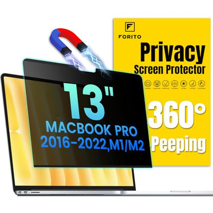 F FORITO Magnetic Privacy Screen Protector Compatible with MacBook Pro 13 inch (2016, 2017, 2018, 2019, 2020, 2021, 2022, M1, M2), Removable 360° Anti Peeping Anti Blue Light Laptop Privacy Shield - size: for Mac Pro 13" (2016-2022,M1,M2)