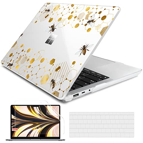 Batianda Case for 13.5" Microsoft Surface Laptop 5 4/3 with Metal Palm Rest Model 1951, Designed Clear Protective Plastic Hardshell & Keyboard Cover & Screen Protector, Honeycomb - color: Honeycomb, size: with Metal Palm Rest