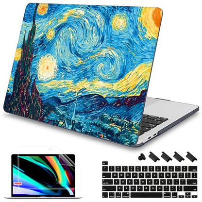 Mektron for MacBook Pro 16 inch Case A2141, 2020 2019 Pro 16-inch Touch Bar & Touch ID Starry Sky Matte Hard Shell Cover Keyboard Skin Screen Protector - color: Starry Sky