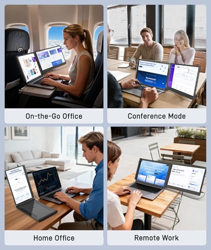 Laptop Screen Extender, 14" FHD 1080P IPS Portable Monitor for 13" - 17" Laptops, Plug & Play Screen Extender, Auto Adjust Width Dual Monitor, Compatible with Mac/Wins/Dex/Chrome | Lightweight Portable Monitor, Plug & Play, Auto Adjust Width Dual Monitor,