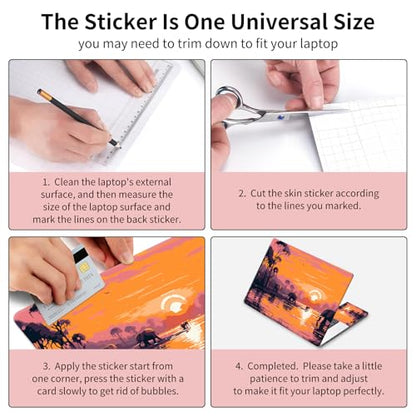 15.6 Inch Laptop Skin Sticker, Reusable Vinyl Cover Protector with 2 Wrist Pad Skins, Removable Waterproof Scratch-Resistant for 12-15.6 Inch Laptop Notebook,Elephants Sunset - color: Elephants Sunset