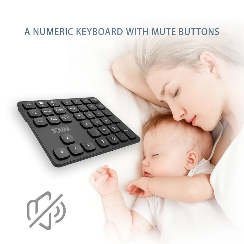 36 Keys Bluetooth Numeric keypad Portable Mini Financial Accounting Rechargeable Number pad Ultra-Silent for iPad Laptop,Mac, iMac, Tablet, PC and Desktop (Black) - color: black
