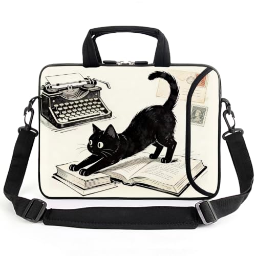 AMARY 13" 13.3" laptop sleeve chromebook case adjustable shoulder strap with handle accessory pocket (Cat-3) - color: Cat-3