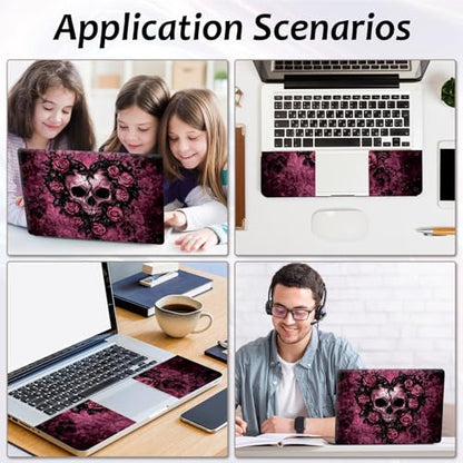 Laptop Skin 12.1-15.6 inch Removable Universal Reusable Laptop Sticker Decal,Waterproof No Residue Vinyl Cover,Scratch-Resistant Cuttable Full Wrap Sticker for Notebook, Gothic Heart Skull and Rose - color: Gothic Heart Skull And Rose