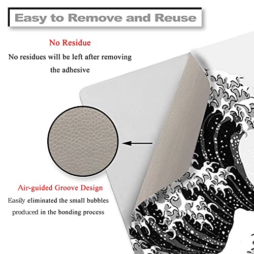 Laptop Skin Sticker Decal,12" 13" 13.3" 14" 15" 15.4" 15.6 inch Laptop Vinyl Skin Sticker Cover Art Protector Notebook PC (2 Wrist Pad Skins Included), Waterproof Removable, Black Wave of Kanagawa - color: Black Wave of Kanagawa
