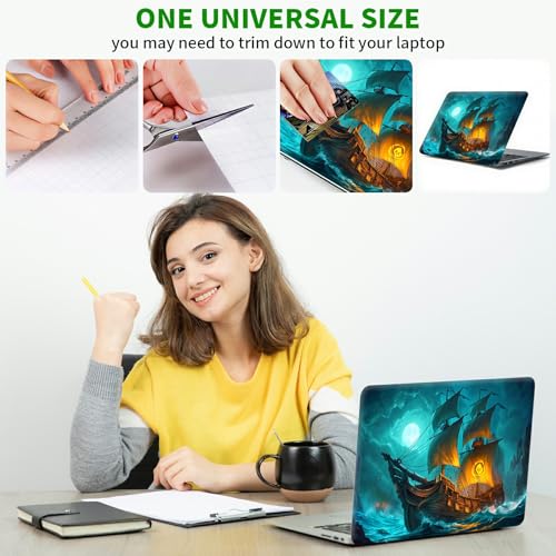 Laptop Skin Sticker Decal, Universal Protective Cover Fit 12 13 14 15.6 Inch Notebook, Reusable Water-Resistant Vinyl Decal w/ 2 Wrist Pads for Business Travel Office, Blue Sail - color: Blue Sail
