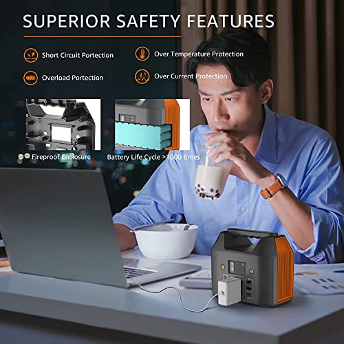 EnginStar Power Bank with AC Outlet 150W 110V Laptop Power Bank, 155Wh/ 42000mAh Battery Bank, Lithium Ion Power Supply for Emergency Camping - color: Orange