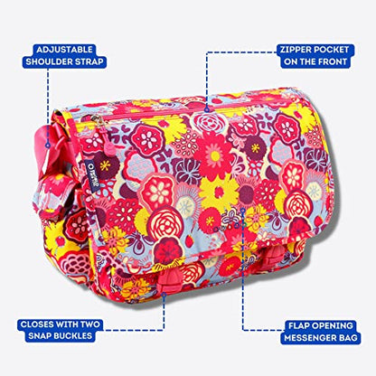 J World New York Terry Messenger Bag for Women Girls School Kids - color: Poppy Pansy