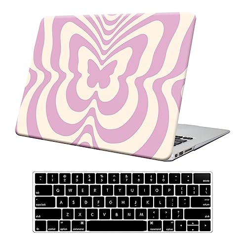 Funut Compatible with MacBook Air 13 Inch Case 2021 2020-2018 Release M1 A2337 A2179 A1932 Touch ID, MacBook Air 2020 Case Marble Laptop Hard Shell Case & Keyboard Cover Mac Air 13 Inch, Butterfly - color: Butterfly, size: (A1932/A2179/A2337 M1) Mac 2018-