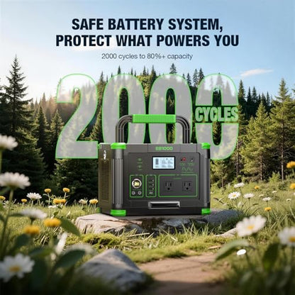 1000W Portable Power Station & 200W Foldable Solar Panel Generator Kit | Pure sine wave AC, PD 60W USB-C, wireless charge, SOS light, triple charging for camping RV blackout backup - color: Dark Green