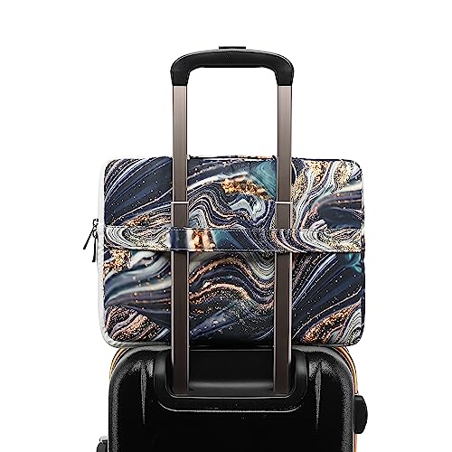 360° Protective Laptop Sleeve Case Bag with Muti-Pockets,Handle and Luggage Strap for iPad 12.9 inch,MacBook Pro Air 13" and 12.5 inch-13.3 inch Screen Laptop (Black Marble) - color: Black Marble, size: 12.5 inch-13.5 inch