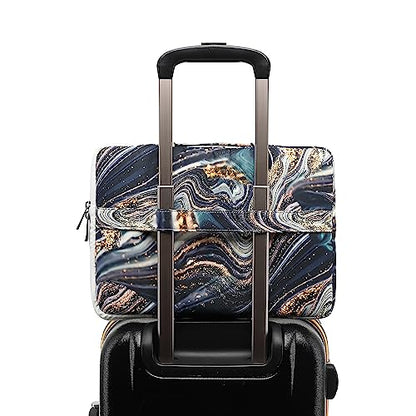 360° Protective Laptop Sleeve Case Bag with Muti-Pockets,Handle and Luggage Strap for iPad 12.9 inch,MacBook Pro Air 13" and 12.5 inch-13.3 inch Screen Laptop (Black Marble) - color: Black Marble, size: 12.5 inch-13.5 inch
