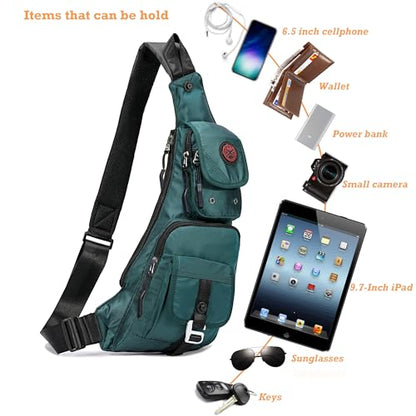 NICGID Sling Bag Chest Shoulder Backpack Crossbody Bags Casual Daypack for Men Women - color: Dark Green-2