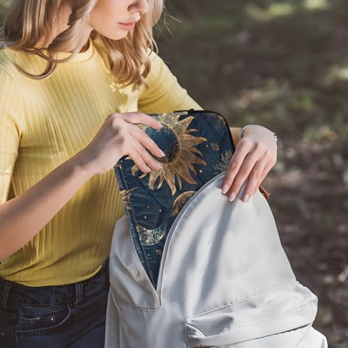 Retro Moon and Sun Laptop Sleeve 13 14 Inch Puffy Quilted Carrying Case Protective Computer Bag Waterproof Laptops Sleeve for Women Men - color: Moon and Sun, size: Medium
