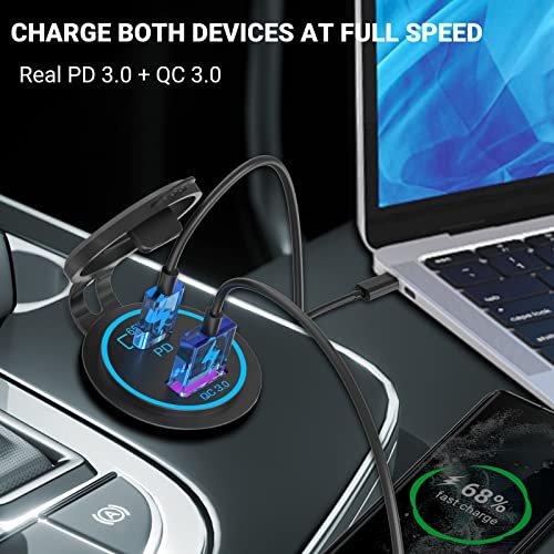83W Laptop 12V USB Outlet: OUFFUN 65W PD Car Charger and 18W QC3.0 with Power Switch Waterproof for Car RV Boat Marine Motocycle Truck Golf Cart