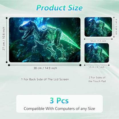 Laptop Skin Sticker Decal 12"-15.6" Universal Laptop/Notebook/Netbook Vinyl - Waterproof Scratch Resistant,Fits HP Dell Lenovo MacBook,2 Free Wrist Pads,Easy Apply & Remove,Green Glitter Dinosaur - color: Green Glitter Dinosaur