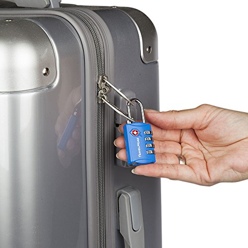 3 Pack TSA Luggage Locks with 4 Digit Combination – Heavy Duty Set Your Own Padlocks for Travel, Baggage, Suitcases & Backpacks - Blue - color: Blue, size: 3 Pack