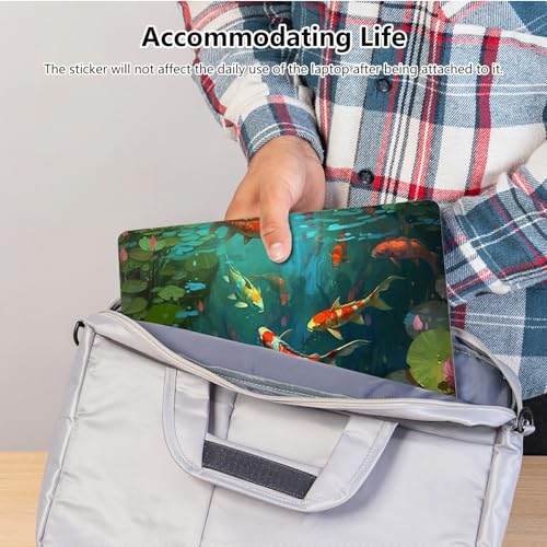 Universal Laptop Skin Sticker with 2 Wrist Pad Skins, Waterproof Scratch Resistant Vinyl Laptop Cover Decal, Cut to Fit for 11–15.6 Inch MacBook HP Dell Lenovo, Koi Pond - color: Koi Pond
