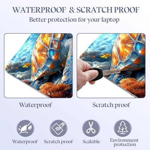 Universal Laptop Skin Sticker Decal,15.6 Inch Laptop Vinyl Cover for 13" 14" 15.6" Laptop,Scratch-Resistant Waterproof Protector Wrap,Reusable with Wrist Pads,Rainbow Sea Turtle Reef - color: Rainbow Sea Turtle Reef