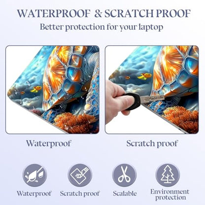 Universal Laptop Skin Sticker Decal,15.6 Inch Laptop Vinyl Cover for 13" 14" 15.6" Laptop,Scratch-Resistant Waterproof Protector Wrap,Reusable with Wrist Pads,Rainbow Sea Turtle Reef - color: Rainbow Sea Turtle Reef