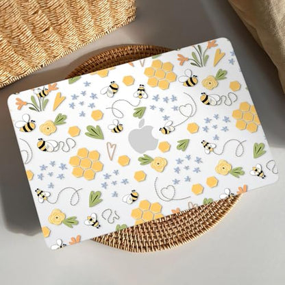 AKIT for MacBook Air 13 inch Case M5 M4 M3 M2 2026-2022, Bee | A3449 A3240 A3113 A2681, Vibrant Pattern Hard Shell Laptop Case+Screen Protector+Keyboard Cover for MacBook Air 13.6 inch - color: Bee