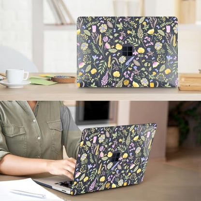 Case Compatible with 13.8" Microsoft Surface Laptop 7 Windows 11 PC 2024 Release Model 2036, Plastic Hard Shell Case + Keyboard Cover + Screen Protector + Webcam Cover, Yellow Flower - color: Yellow Flower