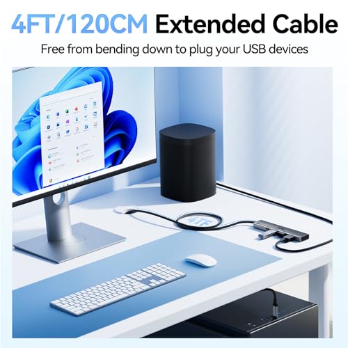 ICZI USB C Hub, 10Gbps 4 in 1 USB 3.2 Adapter with 2 USB-C & A 3.2 4FT Cable, 4 Ports Splitter Extender for MacBook Pro/Air, iPad Pro, iPhone 15/15 Pro Max, Surface, PC, Laptops - size: usbc 3.2 aluminum