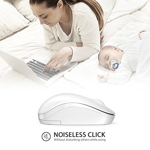seenda Wireless Mouse for Laptop, 2.4G Noiseless Mouse with USB Receiver - Optical Tracking Portable Computer Mice for Chromebook, PC, Tablet, Windows System, 24 Months Battery Life - Pure White - color: Pure White