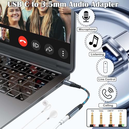 USB Type C to 3.5mm Female Headphone Jack Adapter 2 Packs | USBC to Aux Audio Dongle Cable for iPhone16/15Plus/Pro/Pro Max,Galaxy S25/S24/S23/S22/Note10/20 Ultra,iPad Pro/Mini,MacBook - style: 2 Pack Adapter
