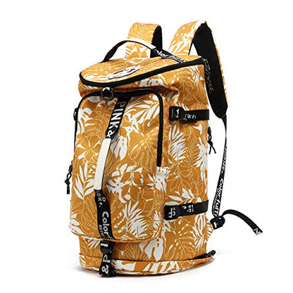 Kalesi Gym Duffle Bag Backpack 4-Way Waterproof with Shoes Compartment for travel Sport Hiking laptop - color: Mustard Yellow