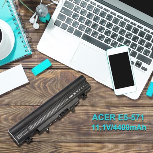 TREE.NB Laptop Battery AL14A32 for Aspire E1-571 E5-571 E5-411 E5-421 E5-511 E5-521 V3-472 V3-572 E14 E15 Touch Extensa 2509 2510 Travelmate P246 TMP246 Series, 4400mAh/11.1V/6-Cells - size: 8.05x2.03x0.78inch E5-571