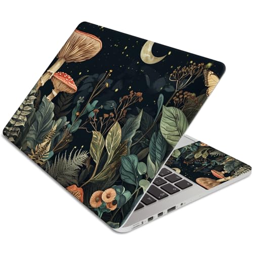 15.6 Inch Laptop Skin Sticker, Reusable Vinyl Cover Protector with 2 Wrist Pad Skins, Removable Waterproof Scratch-Resistant for 12-15.6 Inch Laptop Notebook,Mushroom Flora Butterfly - color: Mushroom Flora Butterfly