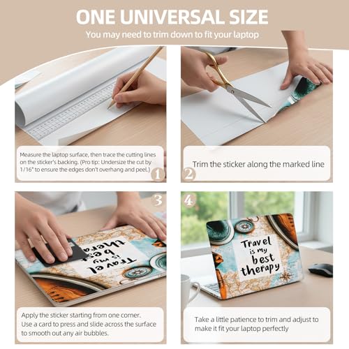 Universal Laptop Skin Sticker for 12/13/14/15.6 Inch Laptops, Reusable Vinyl Laptop Decal Cover, Waterproof Scratch Resistant Notebook Skin with 2 Wrist Pads,Fun Travel Map - color: Fun Travel Map